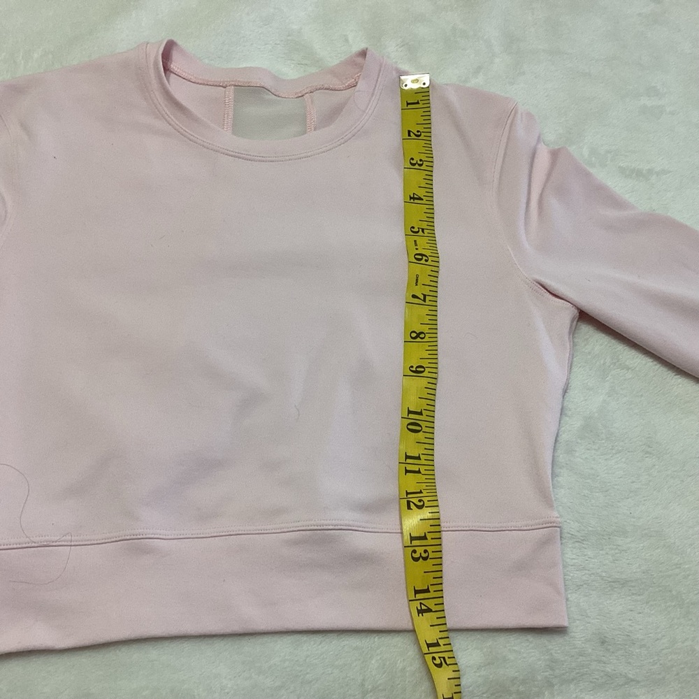 Lululemon Short Stop Crop Top Long Sleeves Pink Mesh Back Activewear Athleisure - Picture 7 of 8